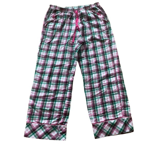 Victoria's Secret Other - Victoria’s secret pink green plaid pajama pants women’s medium cotton flannel